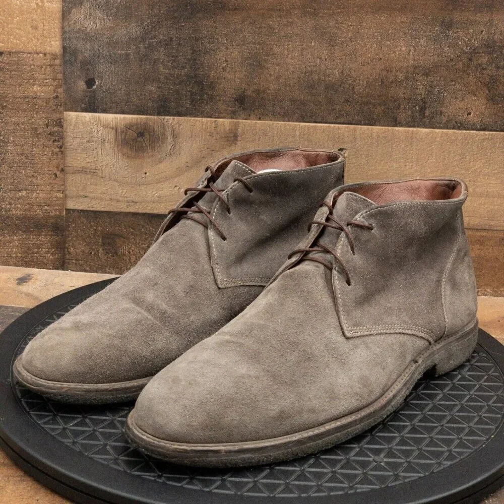JOHNSTON AND MURPHY DRESS CHUKKA BOOTS GRAY LEATHER LACE UP SIZE 12M